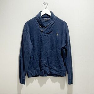 POLO RALPH LAUREN Men’s Navy Blue Estate Rib Cotton Button Up Pullover Size L